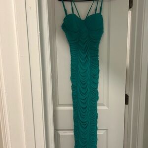 Fashion Nova Green Ruched Bodycon Maxi Dress